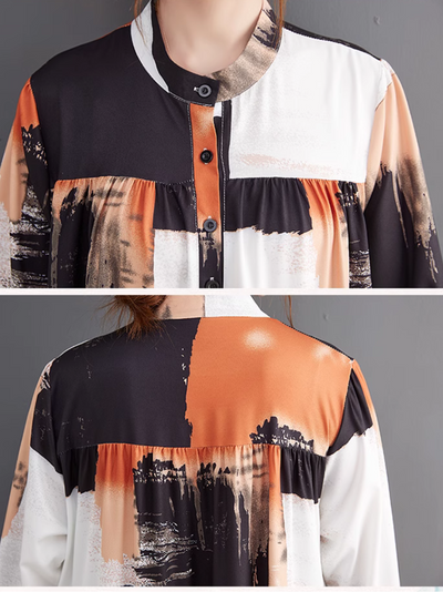 Women's Printing Collar A-Line Dress