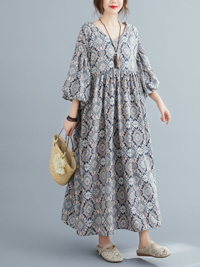 Women's Stylish Spring and Summer Printed Smock Dress