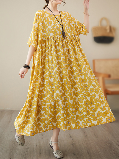 Women's Yellow Smock Dress