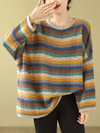 Women's Comfy & Colorful Plus Size Knitted Stripe Sweater