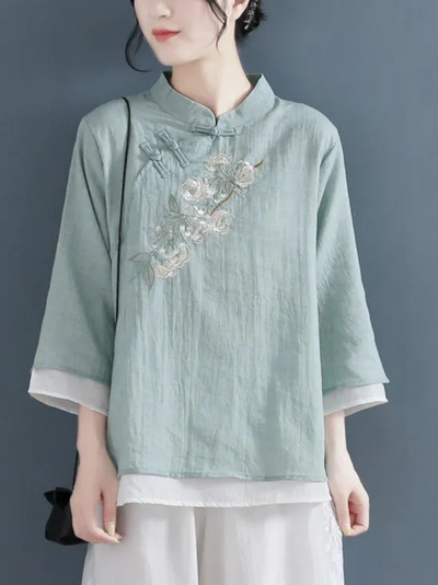 Women's Spring and Summer Embroidered Vintage Tops
