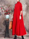 Women's Red Knitted Collar A-Line Dress