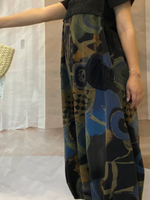 Geometric Print Denim Dungarees With Curved Hip Pockets
