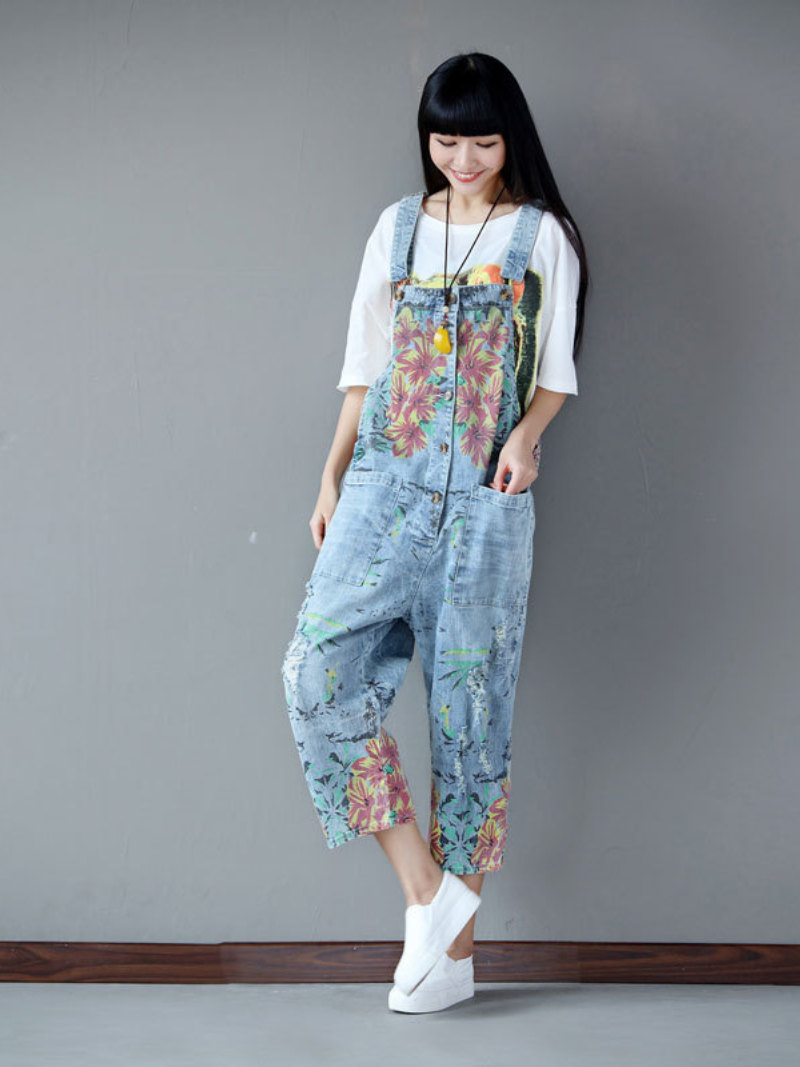 Women's Daily Wear and Outing style Printed Overall Dungarees