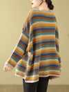 Women's Comfy & Colorful Plus Size Knitted Stripe Sweater