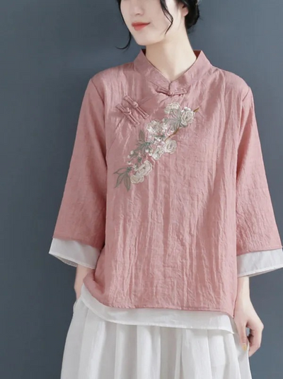 Women's Spring and Summer Embroidered Vintage Tops