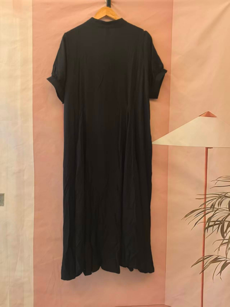 Women's Flower Embroidered Trumpet Sleeves A-Line Dress