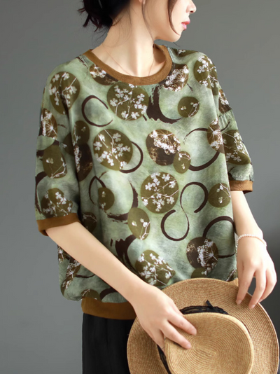 Women's Summer Any Occasion Loose Floral Printed Tops