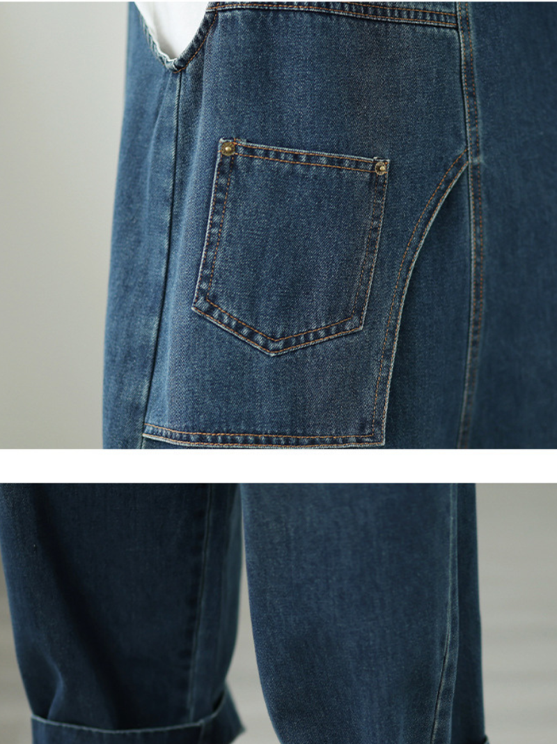 Relaxed Wide-Leg Denim Overalls in Cotton for Effortless Utility Chic