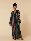 Women's Orange Green Stripes Kimono Jacket