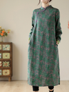 Women's Graceful Comfy and Cozy Button Midi Dress