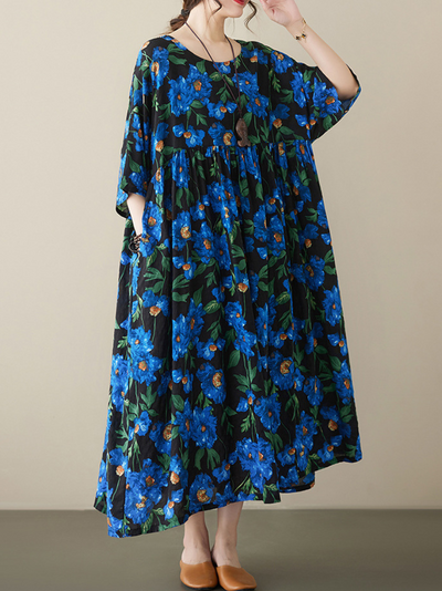 Women's Blue Smock Dress