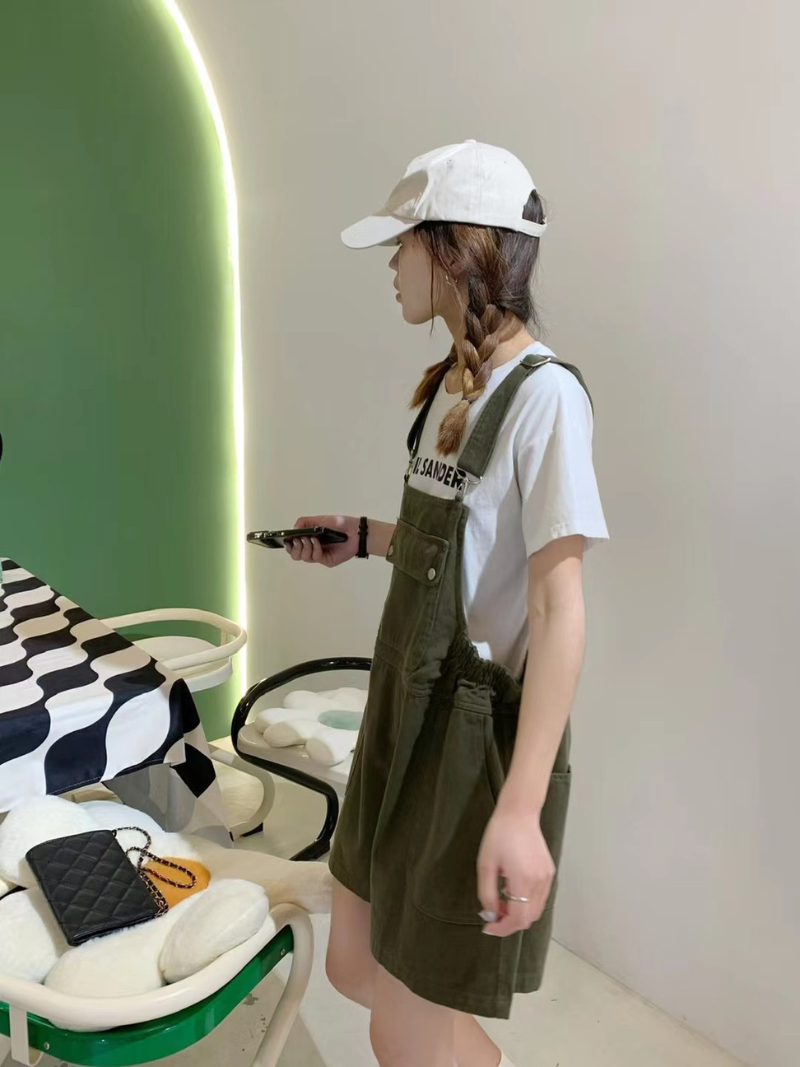 Women's Army Green Short Dungarees