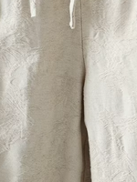 Textured Jacquard Cotton Relaxed Wide-Leg Women's Pants with Drawstring Waist