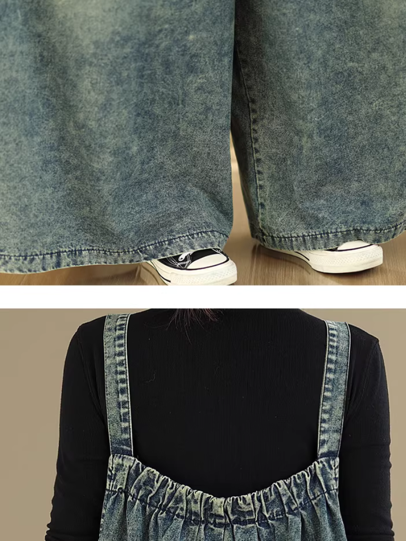 Artful Wide-Leg Denim Overalls Jumpsuit in Soft Cotton for Effortless Weekends
