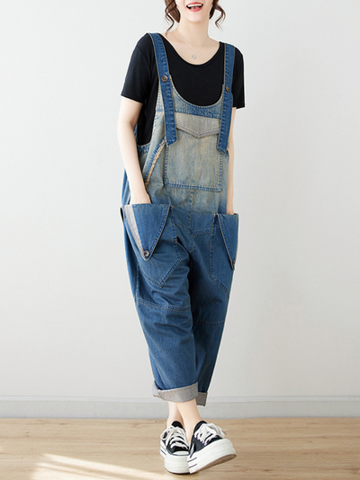 Women's Everyday Wear Wide Leg Bib's  Dungarees