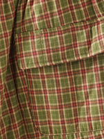 Artisanal plaid pants, relaxed cropped fit in breathable Cotton&Flax for women