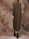 Plus Size Knitted Loose Bat Sleeve Stripe Midi Dress for Women