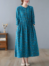 Women's Stylish Floral Printed Button-Up A-Line Dress