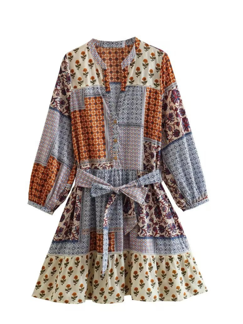 Women's Any Occasion Plant Flowers Button-Up Belted Shirt Dress