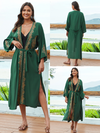 Women's Loose Large Size Open Style Printed Embroidered Belt Kimono Dress