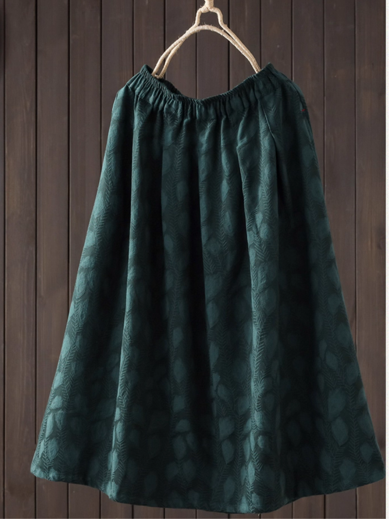 Jacquard A-Line Women's Midi Skirt with Soft Volume and Elastic Waist