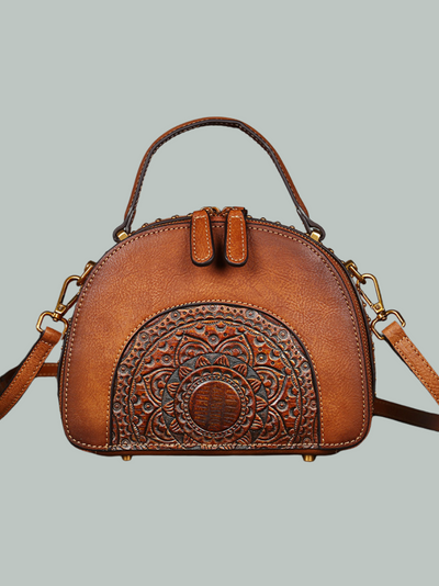Women's Ethnic Style Leather Round Shape Bag