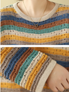 Women's Comfy & Colorful Plus Size Knitted Stripe Sweater