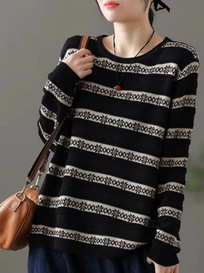 Women's Autumn Amore Stripes Loose Sweater