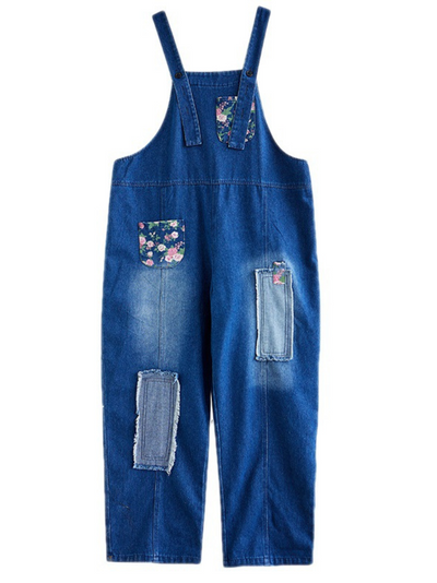 Women's Loose Casual Fashionable Embroidered Overalls Dungarees