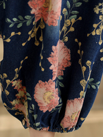 Loose Fit Floral Women's Dungarees with Elastic Cuffs