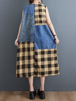 Artful Weekend Patchwork Denim Midi Dress — Relaxed, Flattering Ease with Pockets