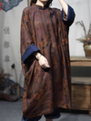 Women's Stand-up Collar Plate Button Mid-Length Shirt Dress