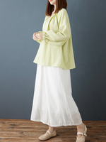 Cotton-Linen Peasant Blouse with Ruffled Cuffs