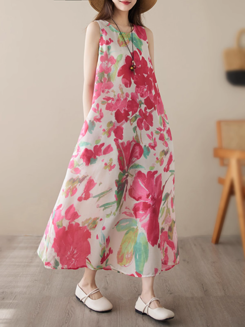 Women's  Pocket Floral A-Line Dress