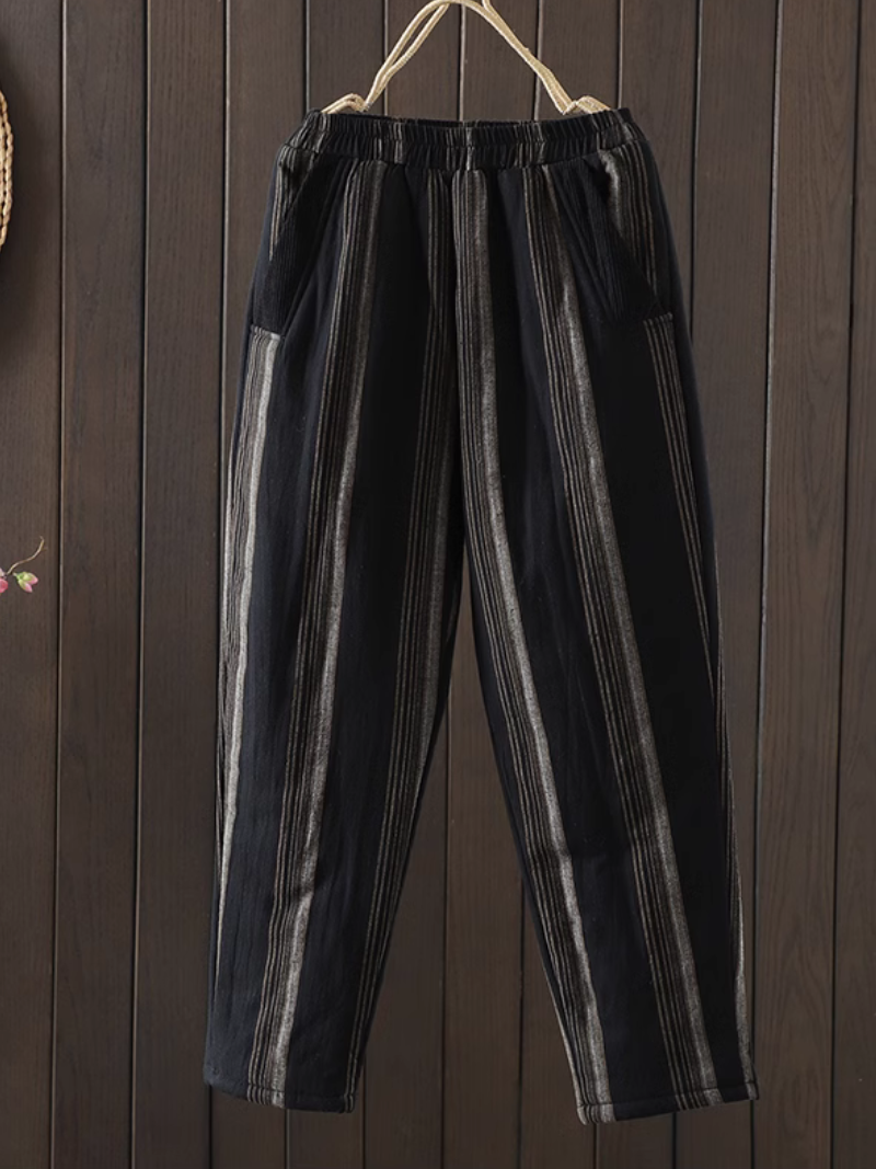 Women's Comfortable Wardrobe Loose Vertical Striped Bottom Pant