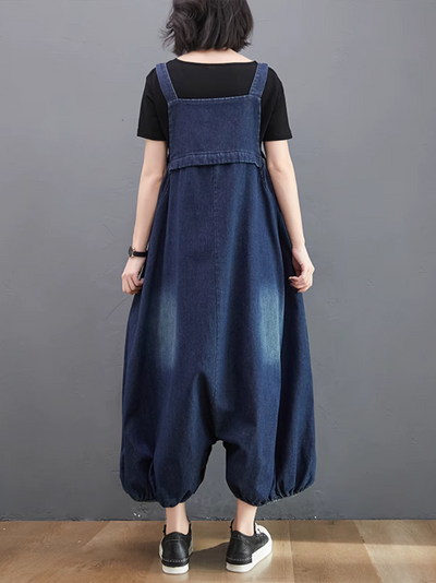 Women's  Relaxed Fit Wide Leg Bib Dungarees