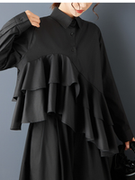 Day-to-Night Confidence Ruffle Blouse with Asymmetrical Cascade and Effortless Fit