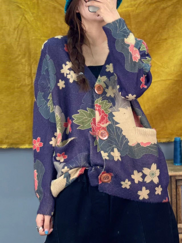 Women's Printed knitted Cardigan