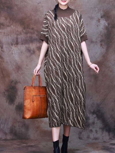 Women's coffee Knitted Midi Dress