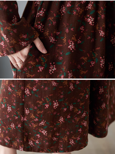 Women's Stylish Floral Printed Button-Up A-Line Dress