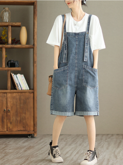 Women's High Waist Short Dungarees