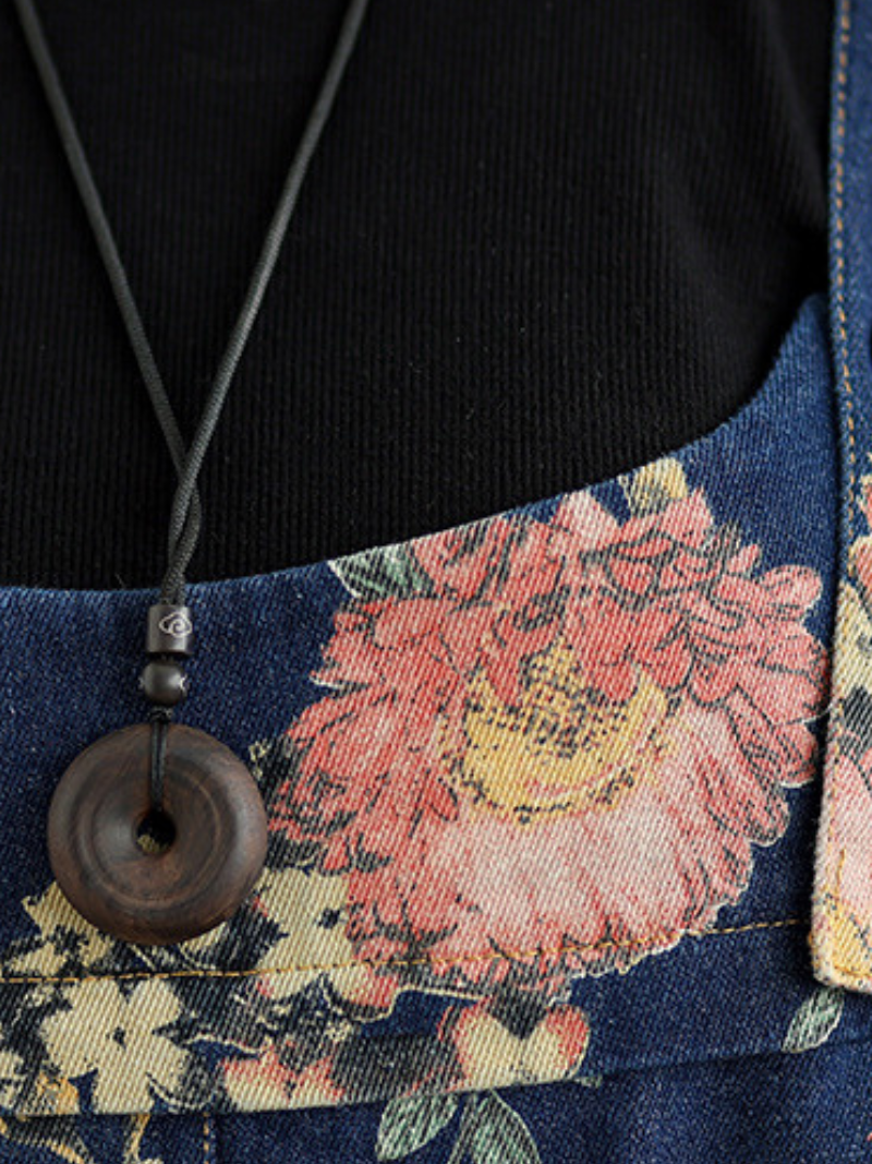Loose Fit Floral Women's Dungarees with Elastic Cuffs
