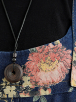 Loose Fit Floral Women's Dungarees with Elastic Cuffs