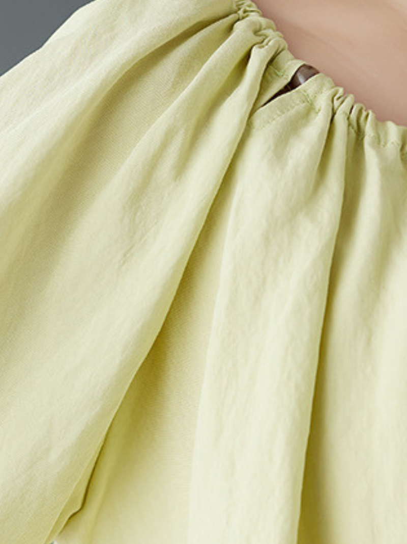 Cotton-Linen Peasant Blouse with Ruffled Cuffs for Effortless Summer Style