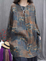 Patchwork Rayon Tunic Blouse with Oversized Fit