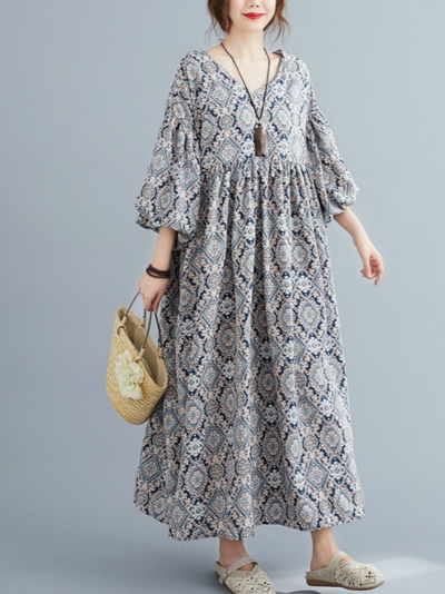 Women's Stylish Spring and Summer Printed Smock Dress