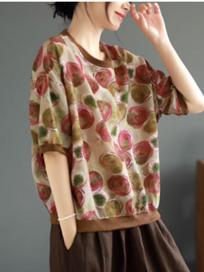 Women's Summer Any Occasion Loose Floral Printed Tops