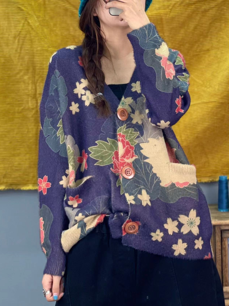 Women's Printed knitted Cardigan