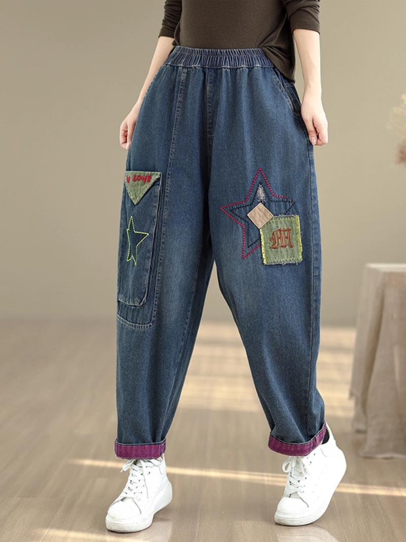 Denim Pants New Trend Pants For Girls Artful Patchwork Harem
